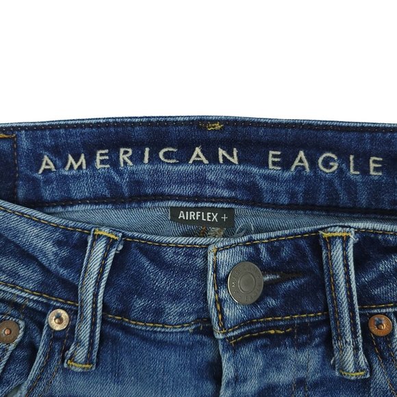 American Eagle Airflex + Jeans Move Free Slim Stretch Mens 29x32 Distressed Blue - Picture 3 of 12